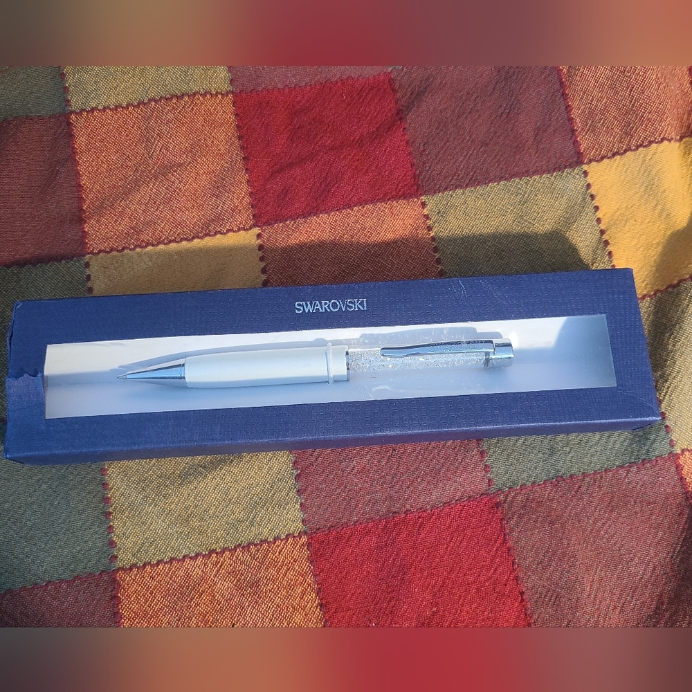 Swarovski White and Silver Crystal Pen, With Box, Working Authentic